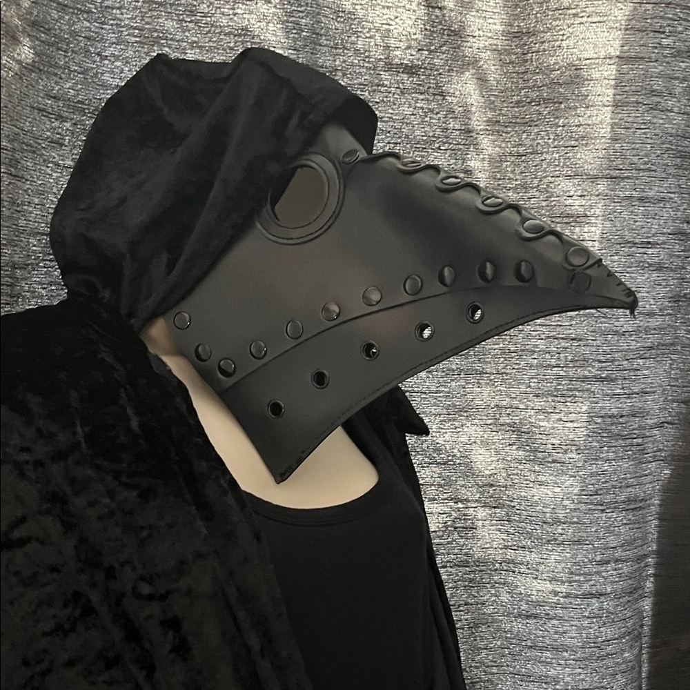 Black Hooded Cape with Gloves plague doctor costume.